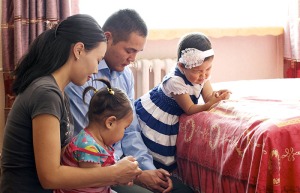 Family Prayer In Mongolia